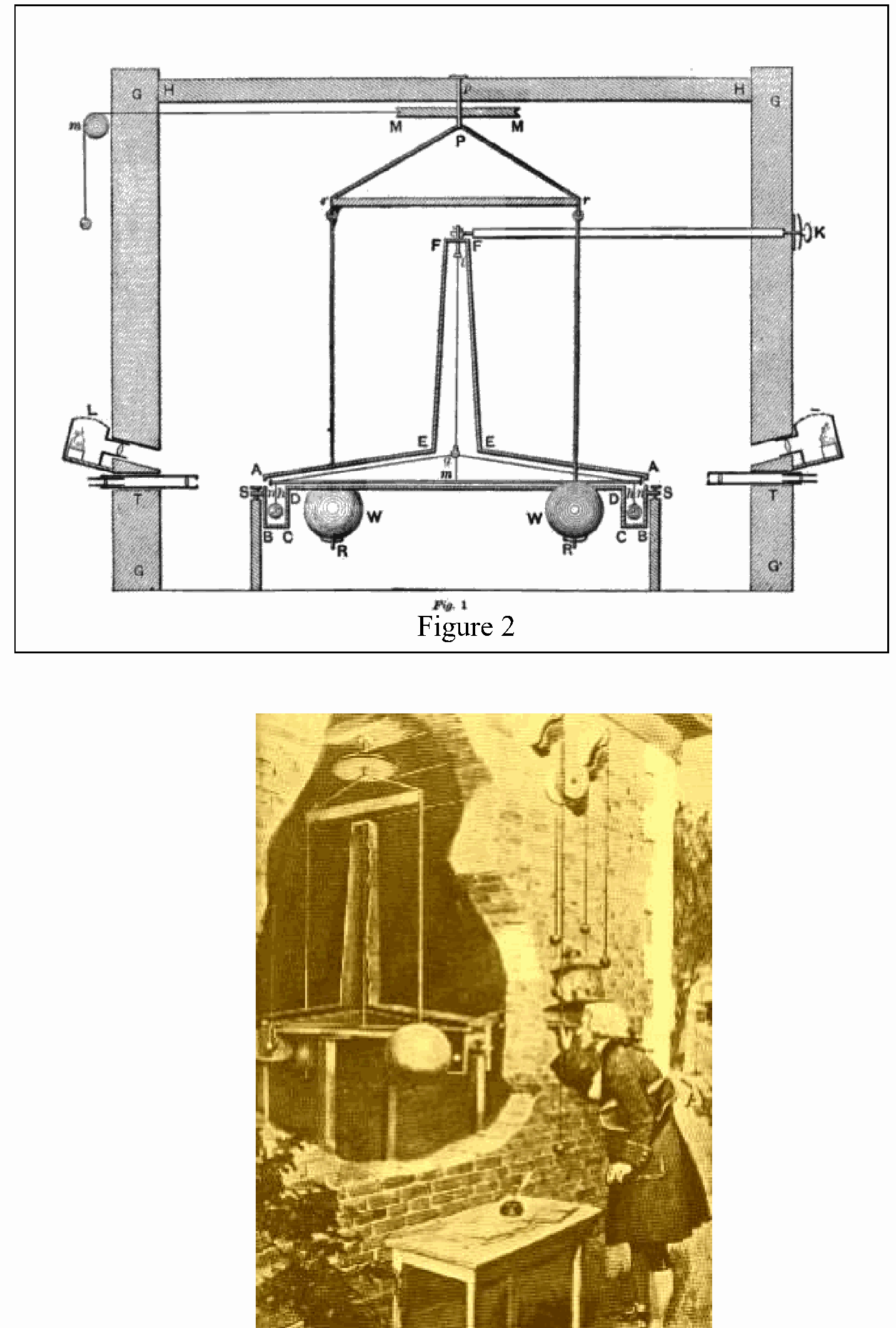 A schematic of Cavendish experiment, as found on e.g. Wikimedia Commons.